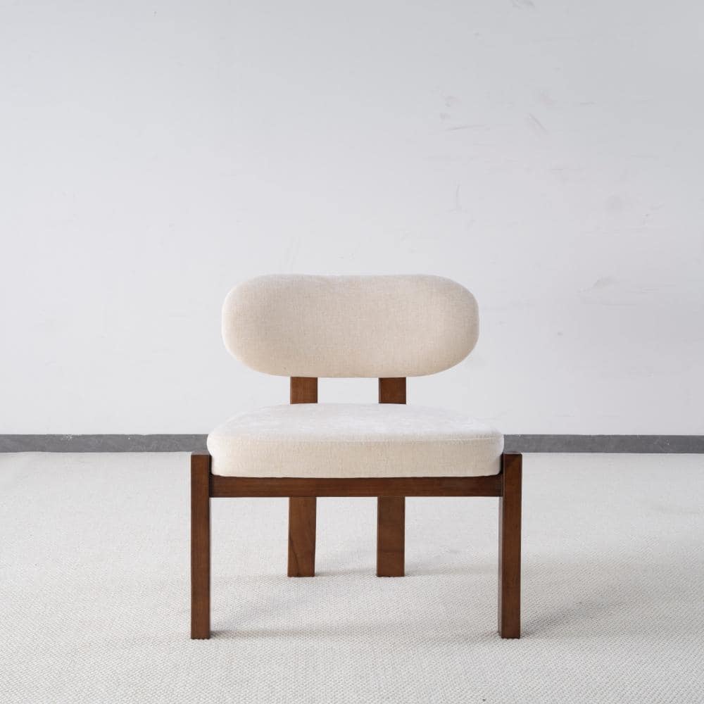Beige Padded Dining Chair With Walnut Solid Wood Support Legs For Household Use Set of 2 price history on PriceWatchPro