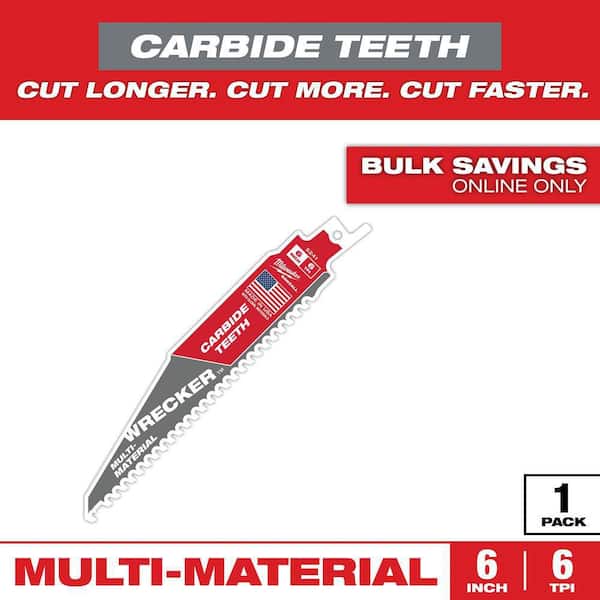 6 in. 6 TPI WRECKER Carbide Teeth Multi-Material Cutting SAWZALL Reciprocating Saw Blade (1-Pack)