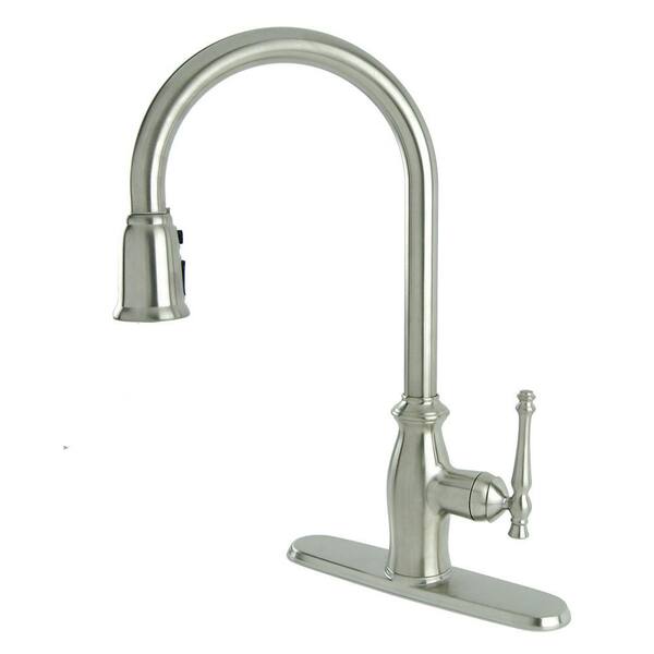 Fontaine Giordana Single-Handle Pull-Down Sprayer Kitchen Faucet in Stainless Steel