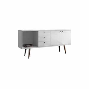 Utopia 3-Drawer White Gloss and Maple Cream Wide Dresser (30.31 in. H x 63.38 in. W x 17.32 in. D)