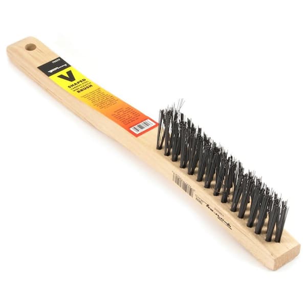 Forney 13-3/4 in. Wood Handled Carbon Steel V-Groove Wire Scratch Brush