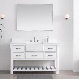 Wesley 54 in. W x 22 in. D Bath Vanity in White with Engineered Stone Vanity Top in Ariston White with White Sink