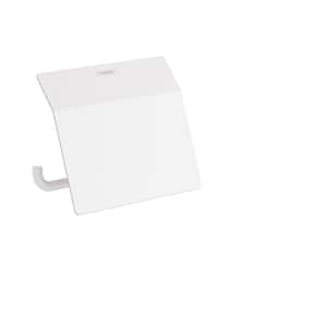 AddStoris Wall Mount Toilet Paper Holder with Cover in Matte White