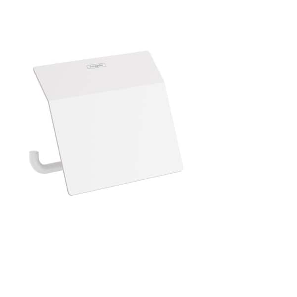 Hansgrohe AddStoris Wall Mount Toilet Paper Holder with Cover in Matte White
