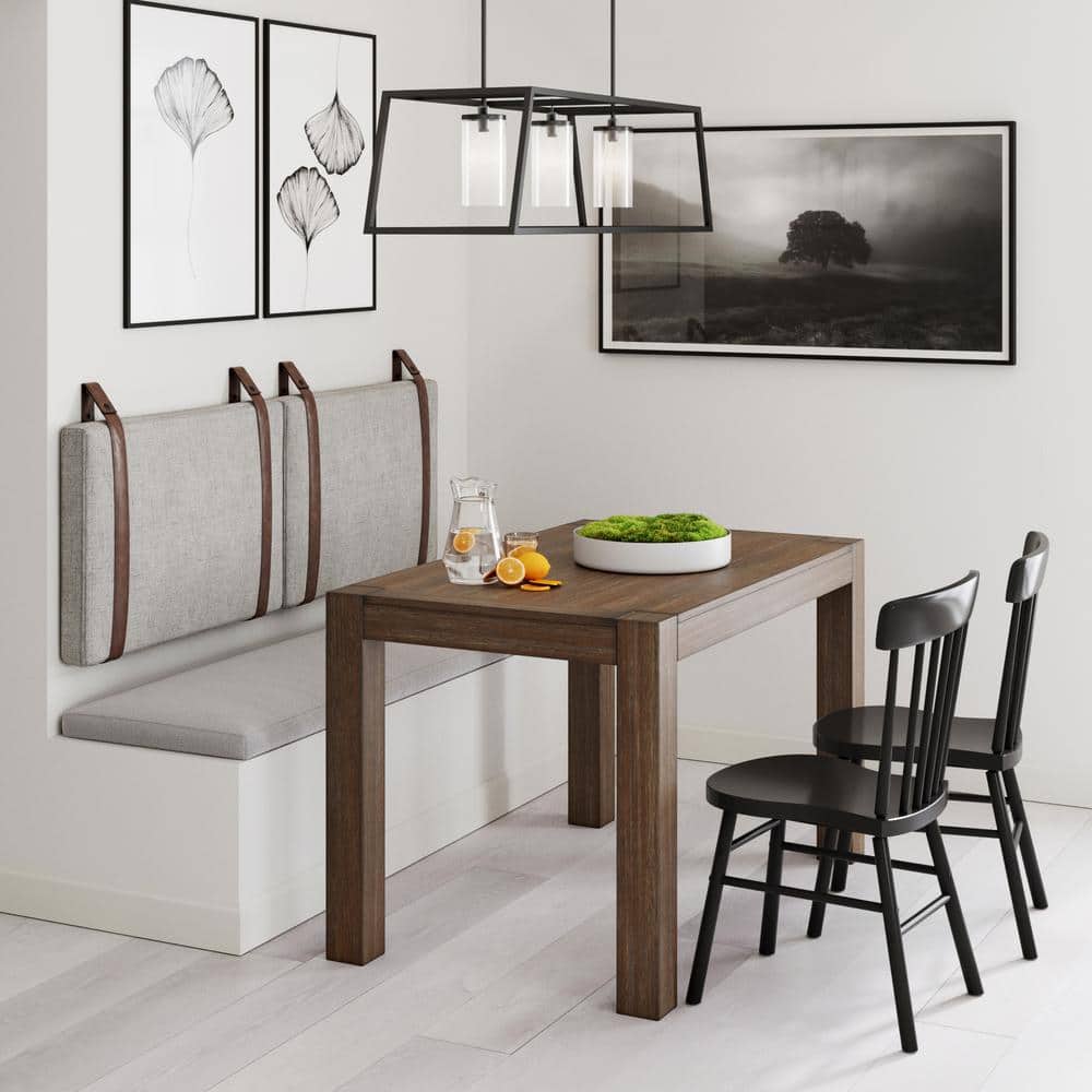 Gray Upholstered King Wall Mount Headboard with Leather Straps