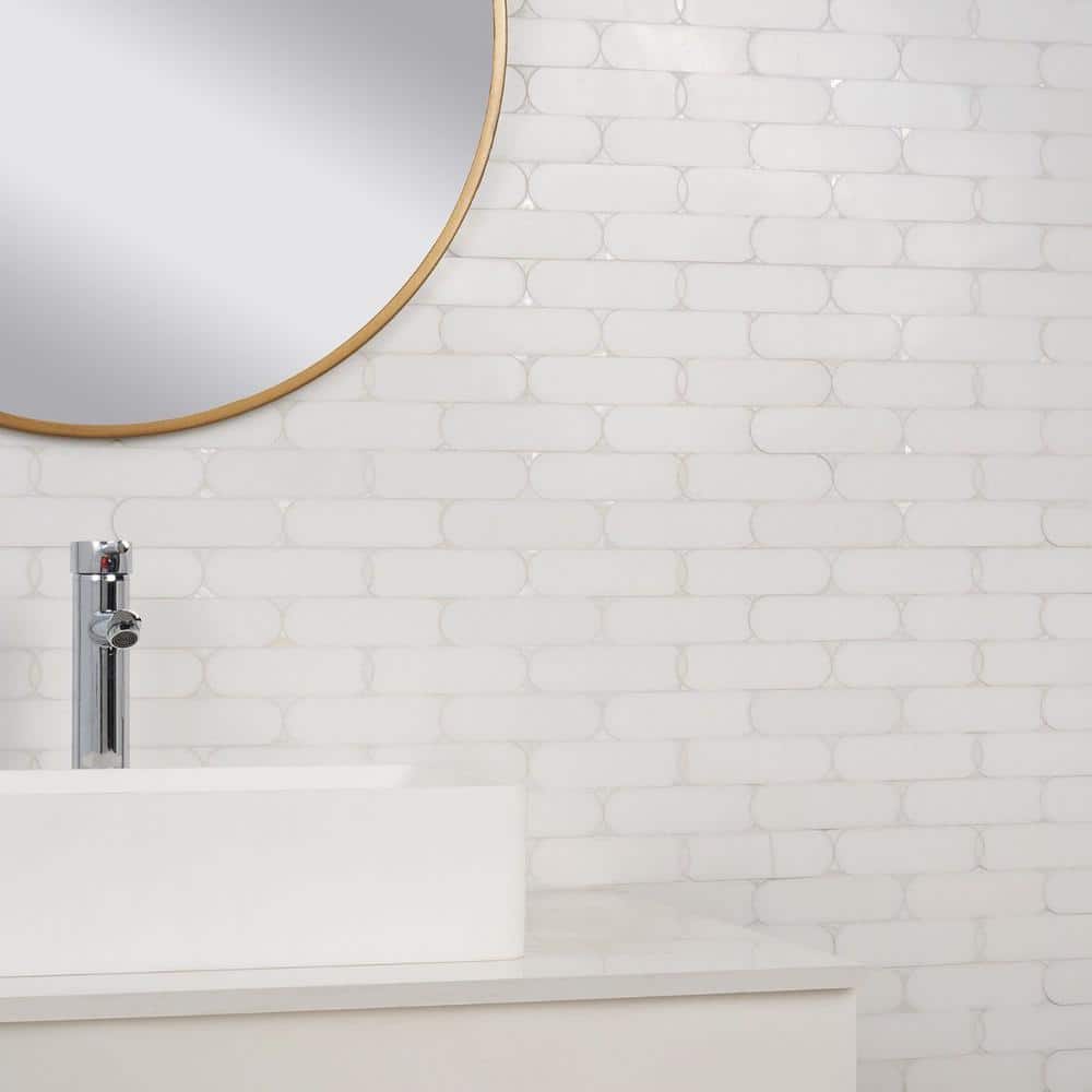 Nadine White Polished Marble Mosaic Wall Tile