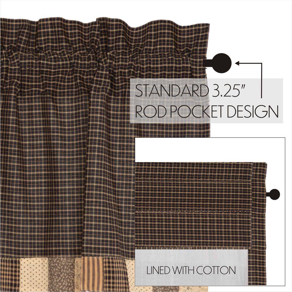 Kettle Grove Black and Khaki Cotton Rod Pocket Valance