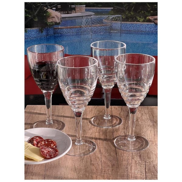 22 oz. Premium Quality Unbreakable Stemmed Acrylic Swirl Clear Glasses (Set  of 4) for All Purpose Red or White Setglass02 - The Home Depot