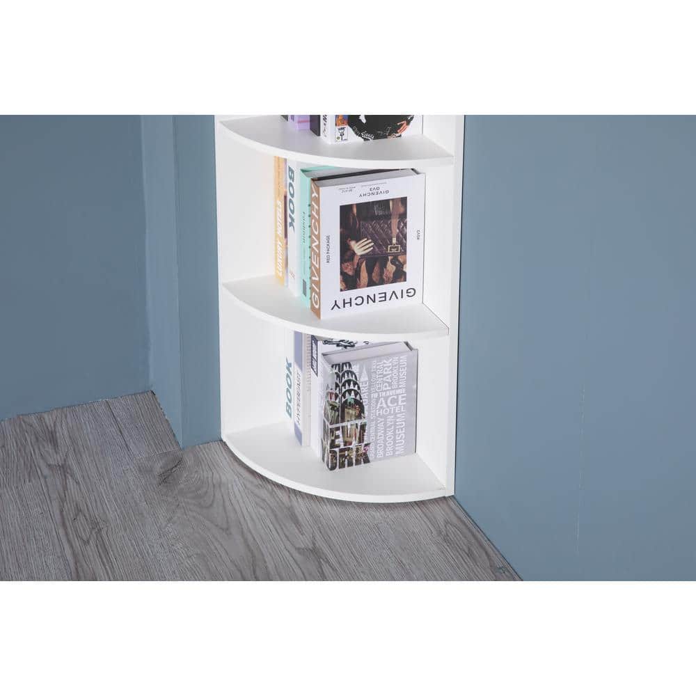 White Wooden 4-Tier Corner Bookshelf for Kids