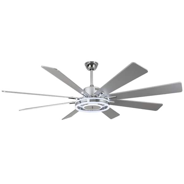 Light Luxury 72 in. Indoor Chrome Dimmable Ceiling Fan with LED Light and Remote, 6-Speed Reversible Blades