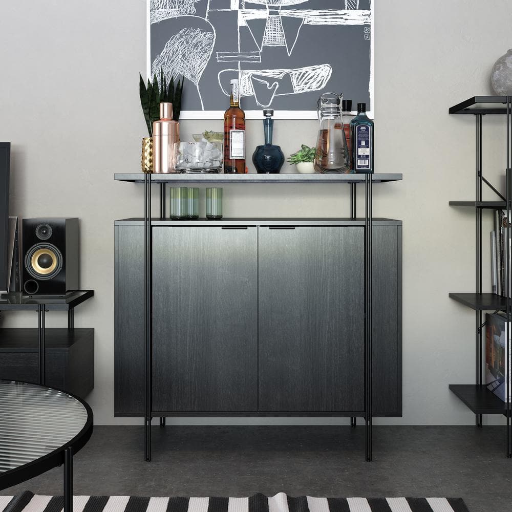 Lakeland Bar Cabinet, Black Oak