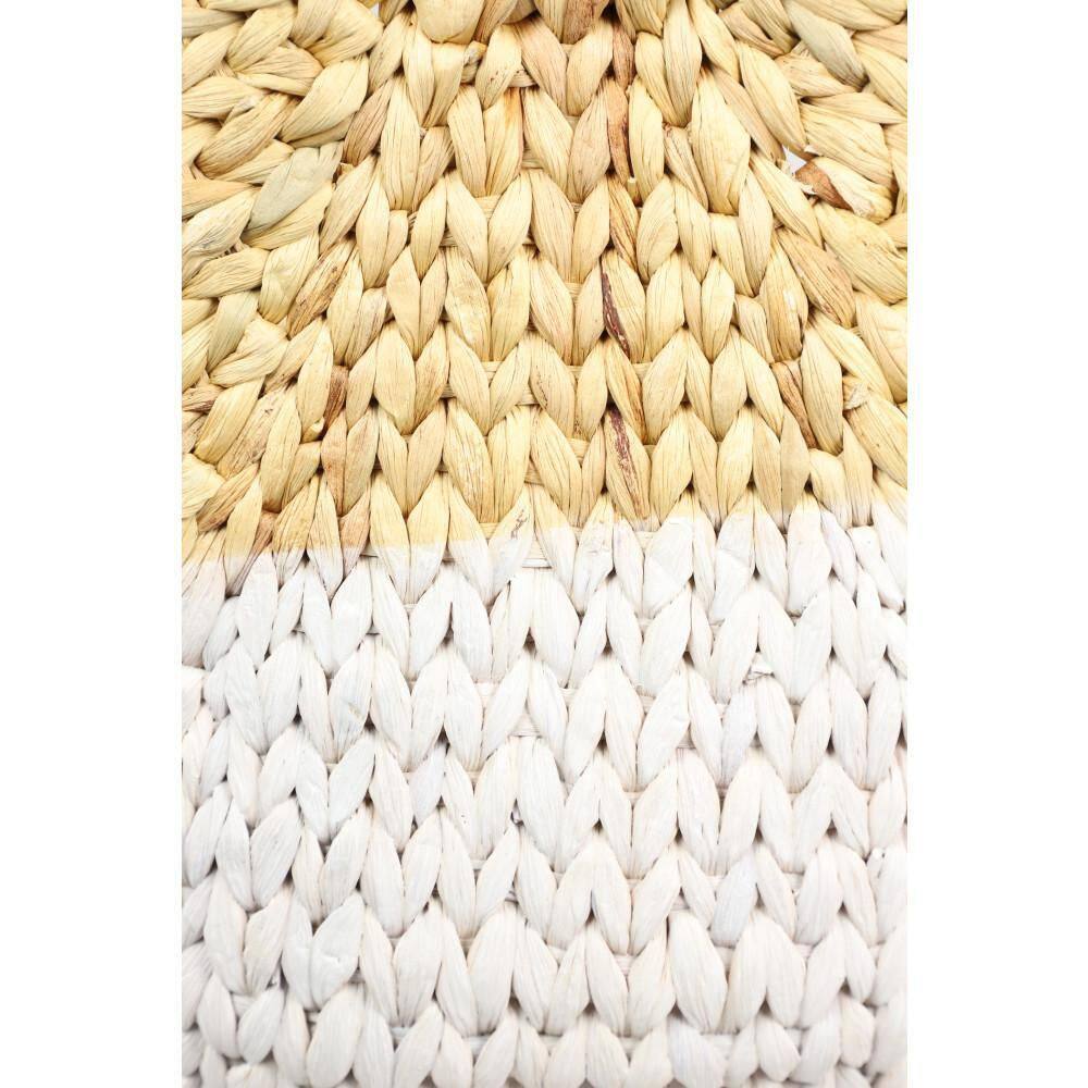 Brown and White Seagrass Oval Storage Basket Set