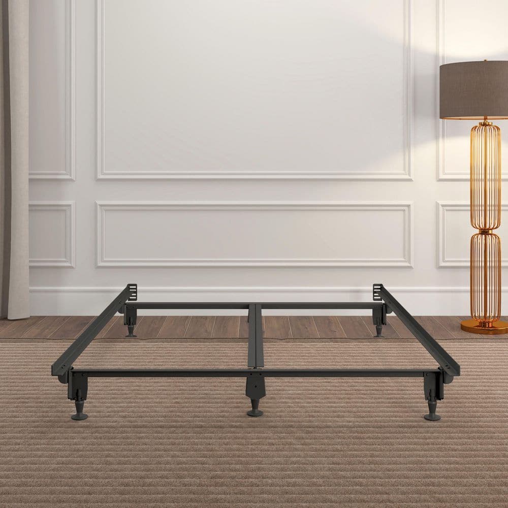 Hollywood Dark Metal Adjustable Bed Frame with Casters