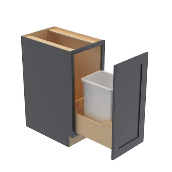 Home Decorators Collection Newport 18 in. W x 24 in. D x 34.5 in. H Assembled Plywood Trash Can Kitchen Cabinet in Deep Onyx with Soft Close