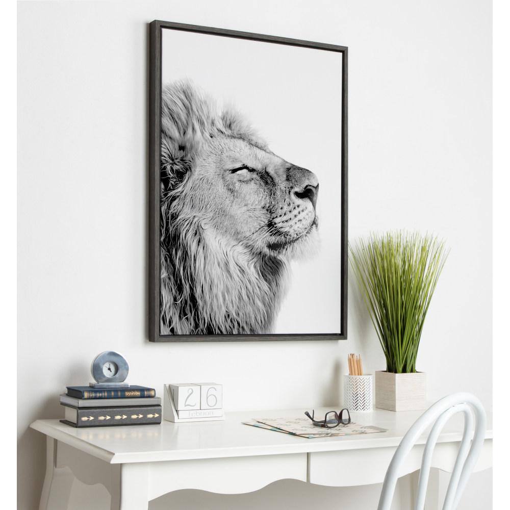 Self Actualizing Lion Black and White Canvas Print