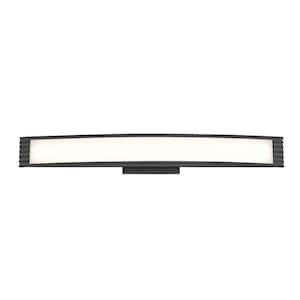 Vantage 32 in. 1-Light Black LED Vanity Light Bar with White Acrylic Shade