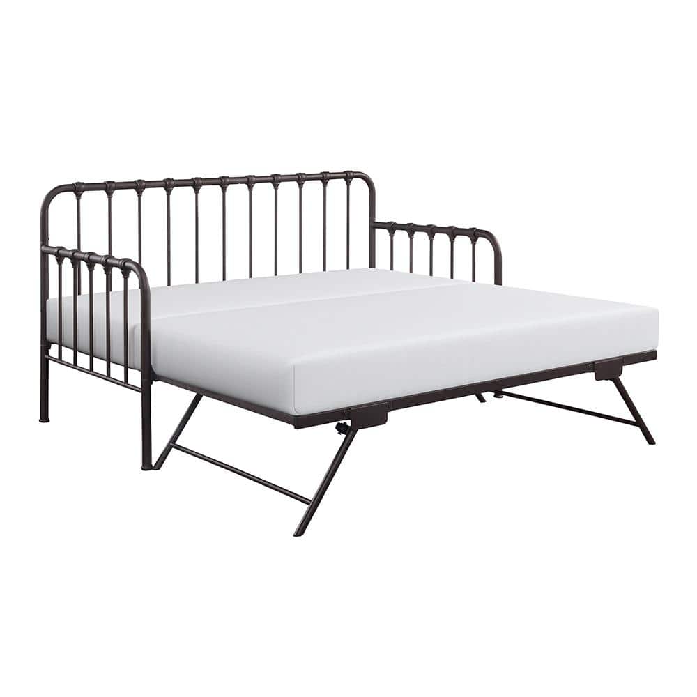 Dark Bronze Twin Metal Daybed with Trundle