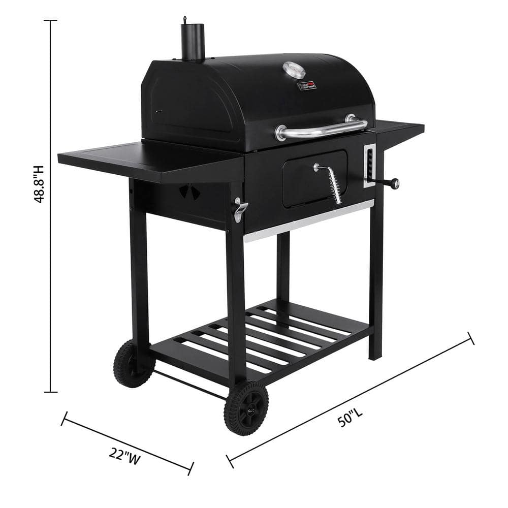 Royal Gourmet 24-Inch Black Charcoal BBQ Grill with Smoker