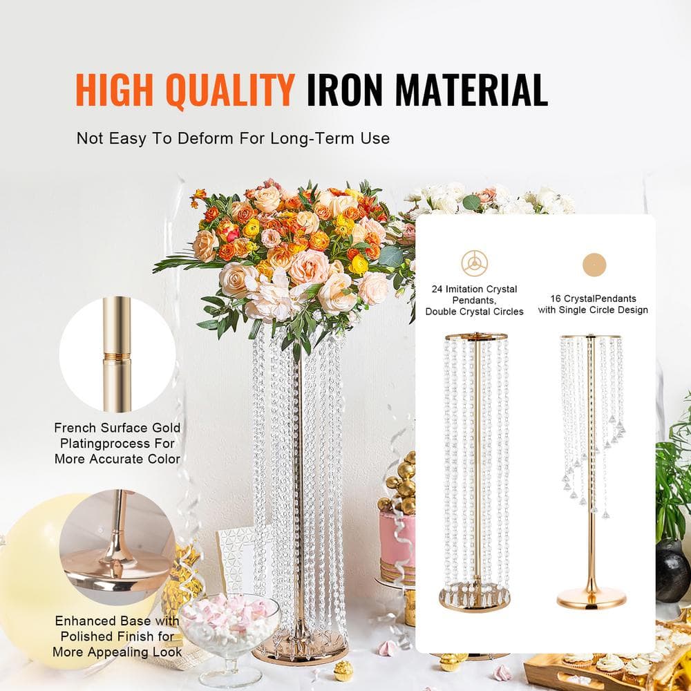 Luxurious French Gold Crystal Wedding Flower Stand Set