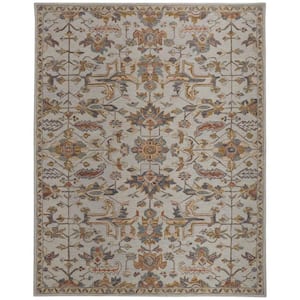 Gray and Gold 2 ft. x 3 ft. Floral Area Rug