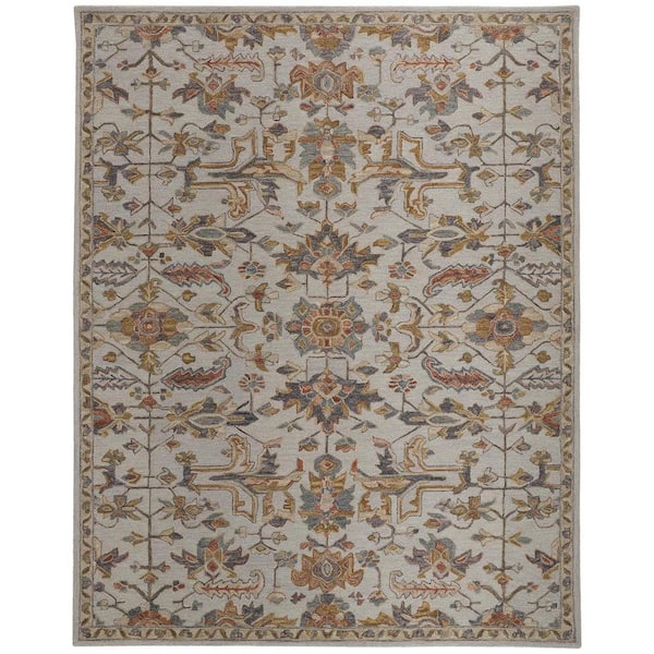 HomeRoots Gray and Gold 2 ft. x 3 ft. Floral Area Rug