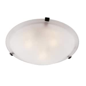 Cullen 15 in. 3-Light Oil Rubbed Bronze Flush Mount Ceiling Light Fixture with Frosted Glass Shade