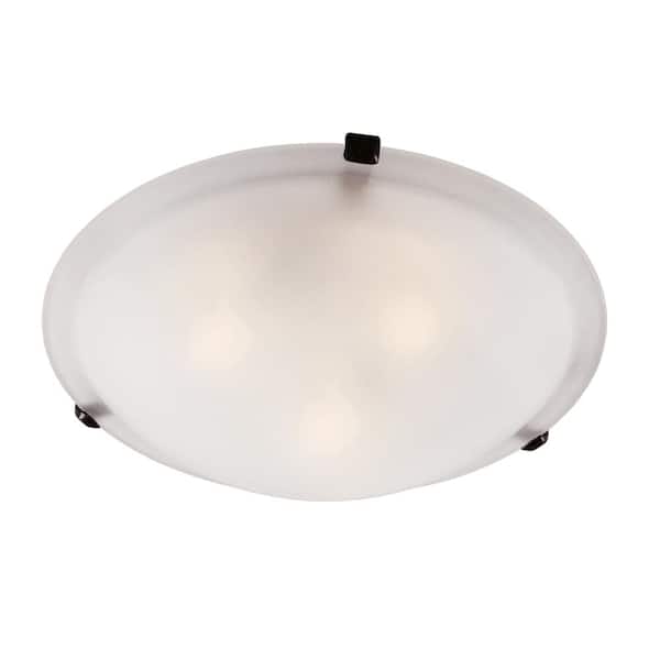 Bel Air Lighting Cullen 15 in. 3-Light Oil Rubbed Bronze Flush Mount Ceiling Light Fixture with Frosted Glass Shade