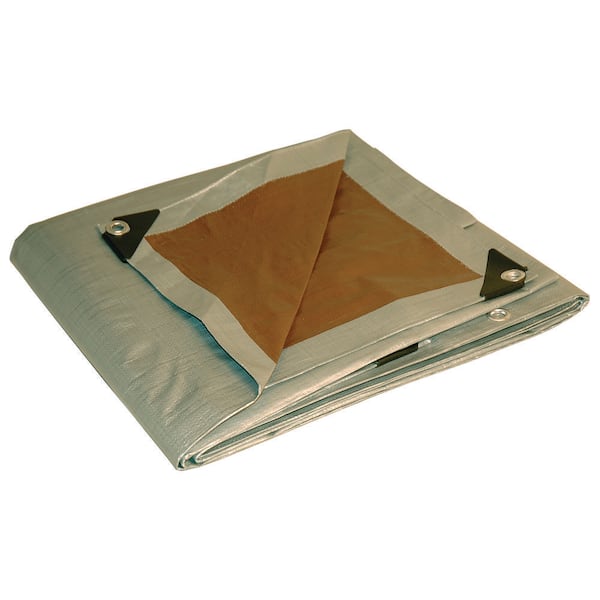 Dry Top 12 ft. W x 24 ft. L Heavy Duty Polyethylene Reversible Tarp Brown/Silver