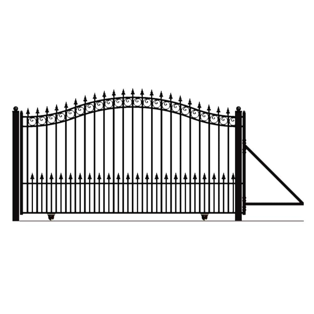 ALEKO Prague Style 16 ft. x 6 ft. Black Steel Single Slide Driveway Fence Gate