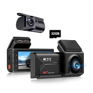 4K Plus 2K Dual Dash Cam Front and Rear w/ 3.69 in. IPS Screen Built-in GPS and WiFi 170° Wide View HDR/WDR Night Black