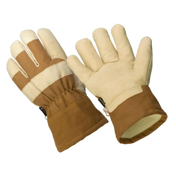 HANDS ON The Badger, Men's Premium Nubuck Goatskin Leather Palm Gloves, Thinsulate Lined, 100% Waterproof