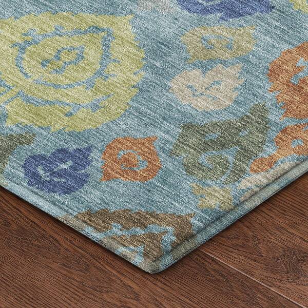 Mayfield Premium Machine Washable Abstract AMF2460 Teal 5 ft. x 7 ft. 6 in. Area Rug