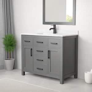Beckett 42 in. W x 22 in. D x 35 in. H Single Sink Bathroom Vanity in Dark Gray with Carrara Cultured Marble Top