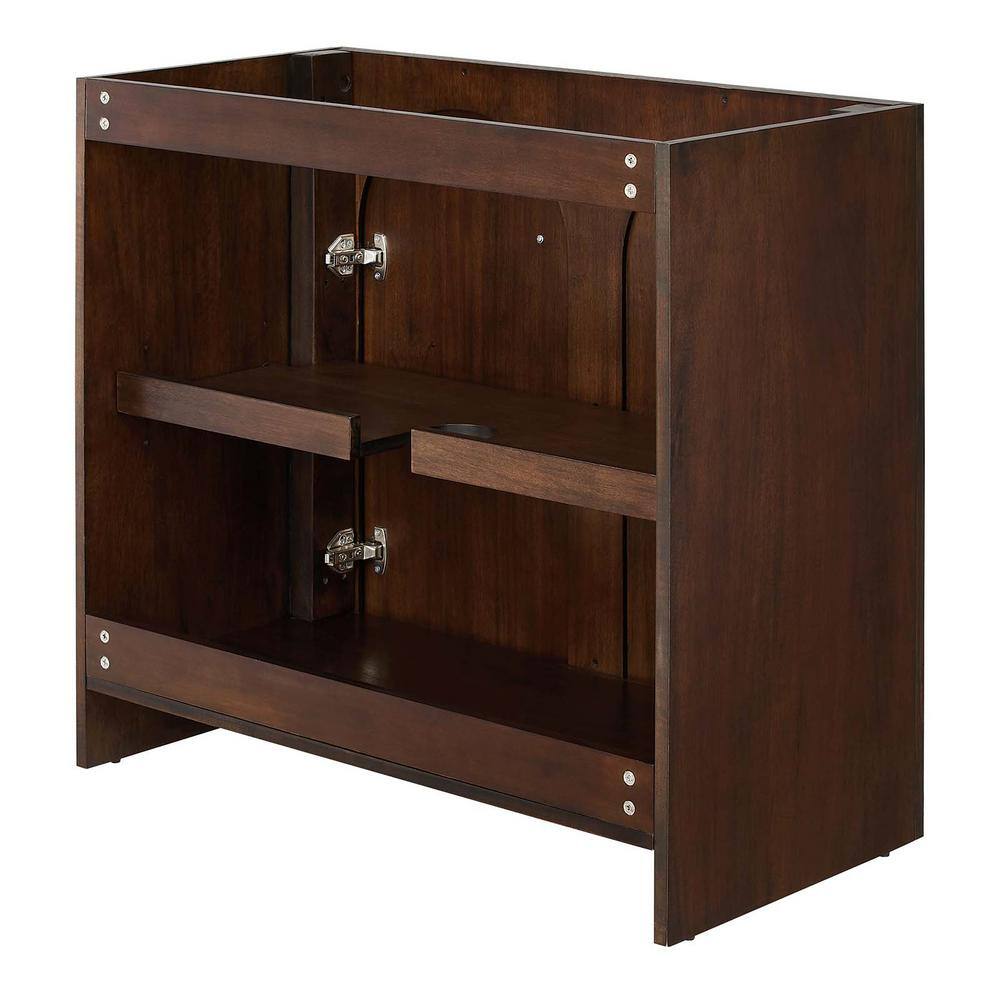 Appia 36" Walnut Bathroom Vanity Cabinet with Arched Doors