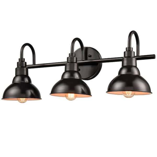 CLAXY 4.1 in. 3-Light Bronze Vanity Light with Metal Shade