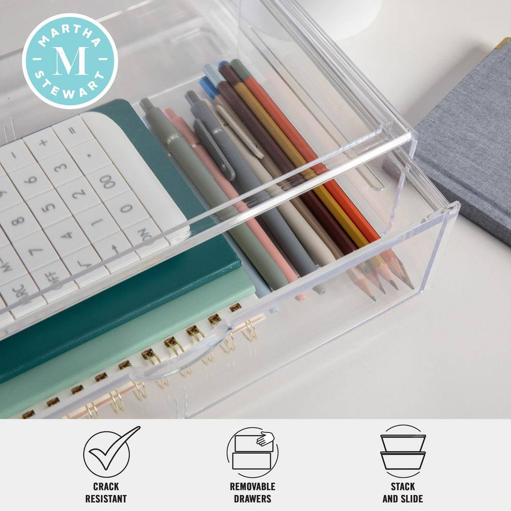 Clear Plastic Stackable Office Organizer with Drawer