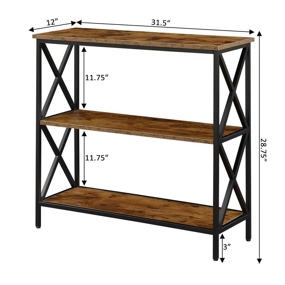 Tucson 32" Modern Black 3-Tier Particleboard Bookcase