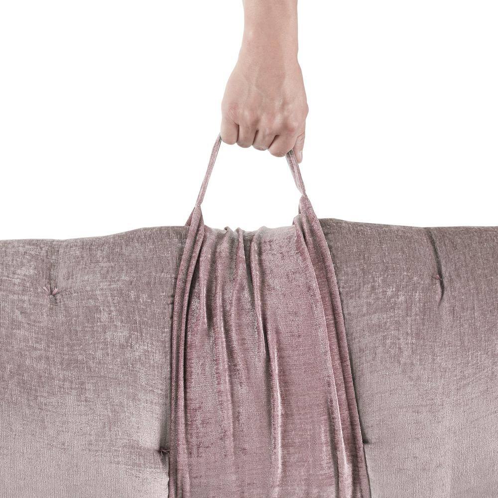 Blush Pink Poly Chenille Tufted Lounge Floor Pillow Cushion