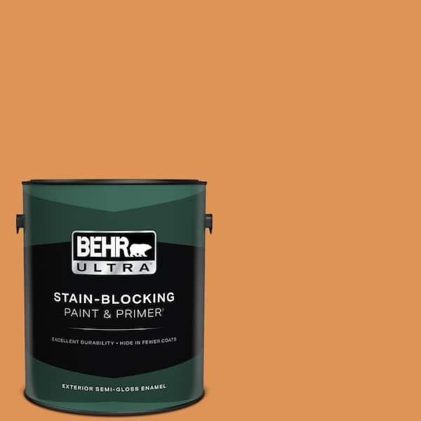 BEHR ULTRA 1 gal. #270D-6 Pumpkin Toast Semi-Gloss Enamel Exterior Paint & Primer