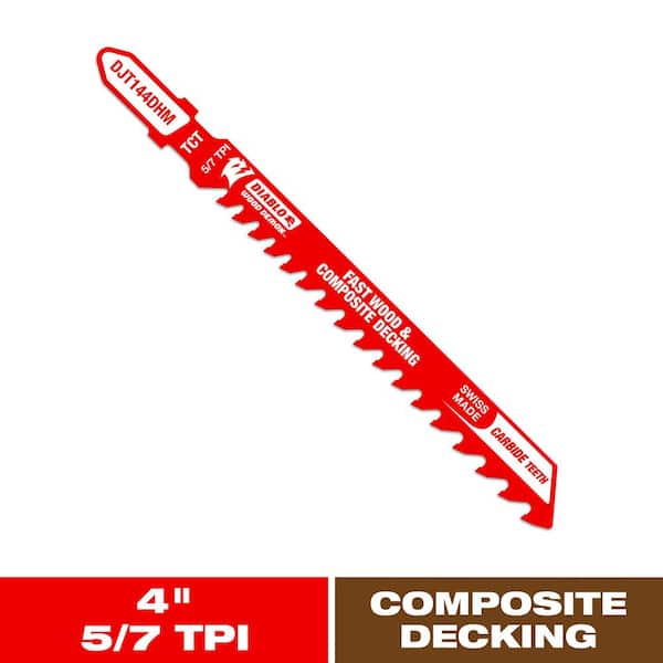 4 in. 5/7 TPI Carbide T-Shank Jig Saw Blade for Composite Decking