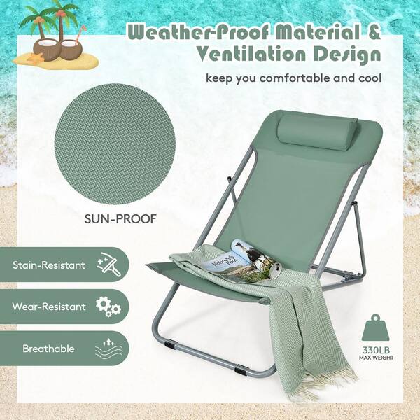Caribbean Joe 5 Position Beach Chair with Deluxe Polymer Arms