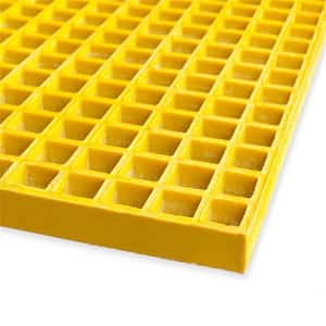 1.5 in. x 1.5 in. x 1 in., 2 ft. x 2 ft., Fiberglass Molded Grating Composite for Floors Outdoor Drain Cover in Yellow