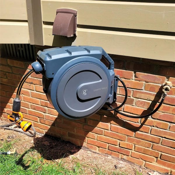  Heavy Duty hose Reel, 1/2×130 FT Retractable Garden Hose Reel  Wall Mount with 8 Pattern Hose Nozzle/Auto Rewind/Any Length  Lock/180°Swivel Bracket : Everything Else