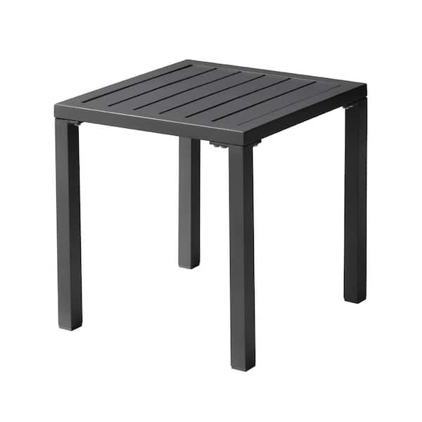 Unbranded Aluminum 15.7 in. Square Outdoor End/Side Table in Black