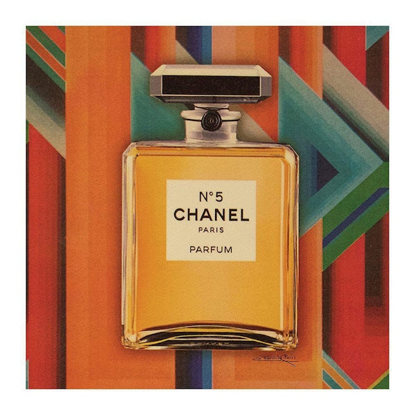 VENICE BEACH Collections Fashion Glam Perfume Bottle Geometric Design by Fairchild Paris 1 Piece Unframed Canvas Drawing Print 30 in. x 30 in.