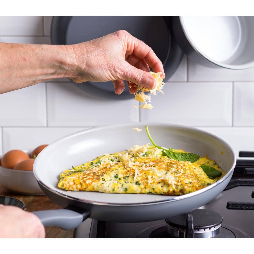 Gray 8-Inch Aluminum Fry Pan with Ceramic Coating