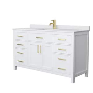 Beckett 60 in. W x 22 in. D x 35 in. H Single Sink Bath Vanity in White with White Cultured Marble Top