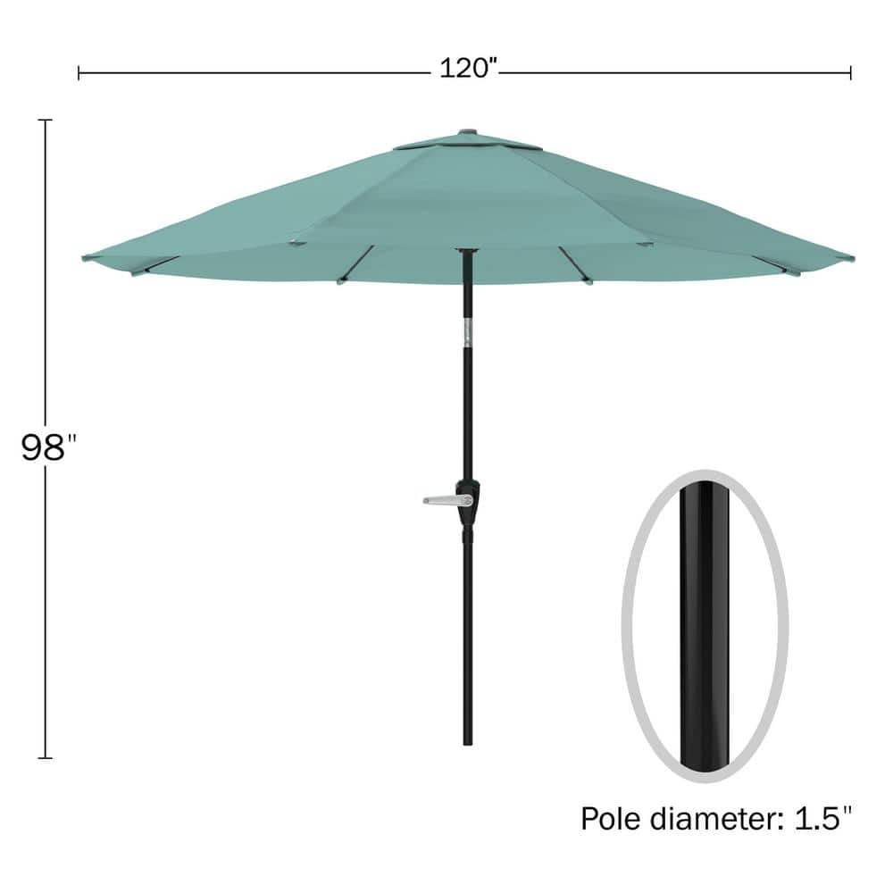 Dusty Green 10FT Steel Outdoor Patio Umbrella with Crank