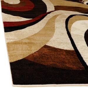 Tribeca Slade Brown/Multi 5 ft. x 7 ft. Abstract 3-Piece Area Rug Set
