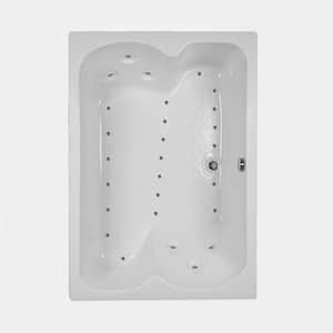 60 in. Acrylic Reversible Drain Rectangular Alcove Air Bath Bathtub in Bone